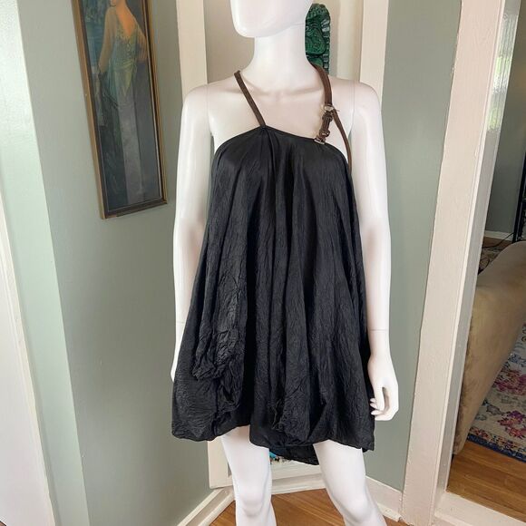 Mandula Mini Dress Draped Silk Canadian Designer Boutique Art to Wear Artsy M